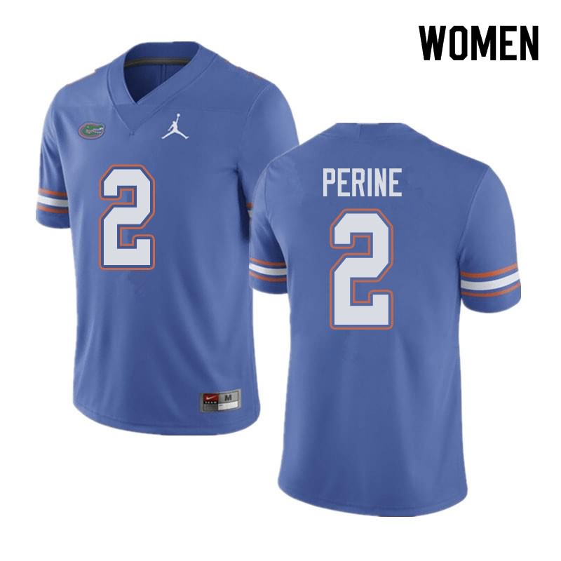 NCAA Florida Gators Lamical Perine Women's #2 Jordan Brand Blue Stitched Authentic College Football Jersey PMY5564LZ